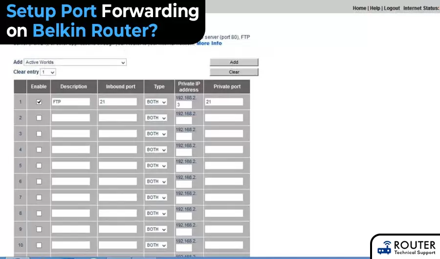 Setup Port Forwarding on Belkin Router?