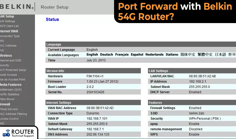 Port Forward with Belkin 54G Router?