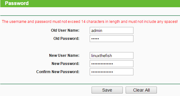 tp link router setup password