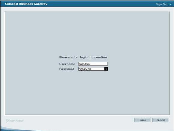 Comcast Business Router Log in: